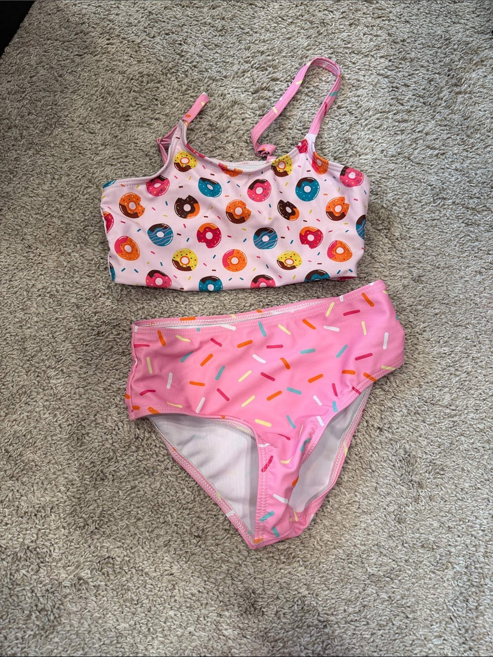 Girls' Pink Donut & Sprinkle Two-Piece Swim Set